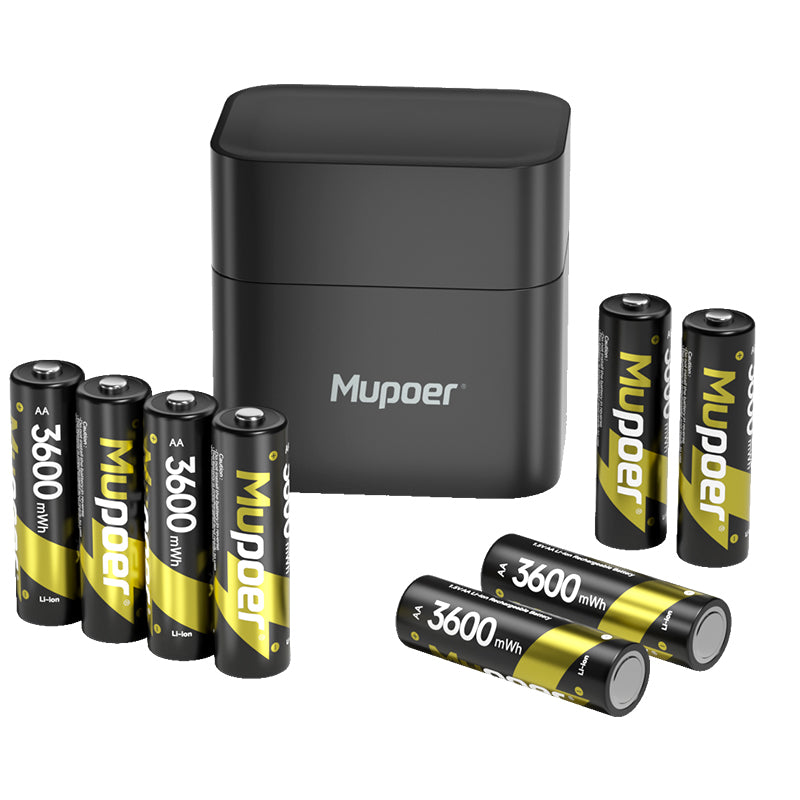 Mupoer® PowerPro AA Li-ion Batteries - 3600mWh 1.5V Rechargeable