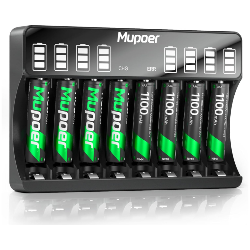 Mupoer® EcoVolt Combo - Rechargeable Ni-MH Batteries & LCD Charger