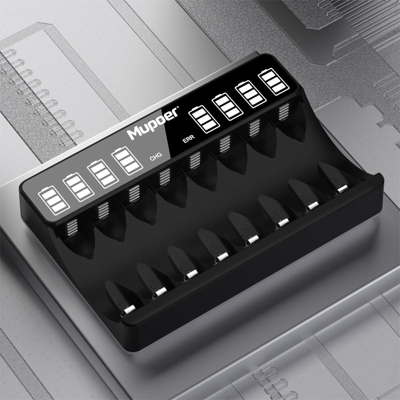 Mupoer® EcoVolt Combo - Rechargeable Ni-MH Batteries & LCD Charger