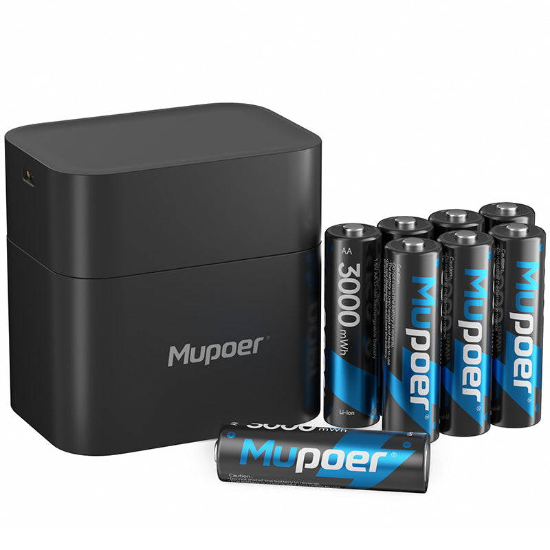 Mupoer® PowerPro AA Li-ion Batteries - 3000mWh 1.5V Rechargeable