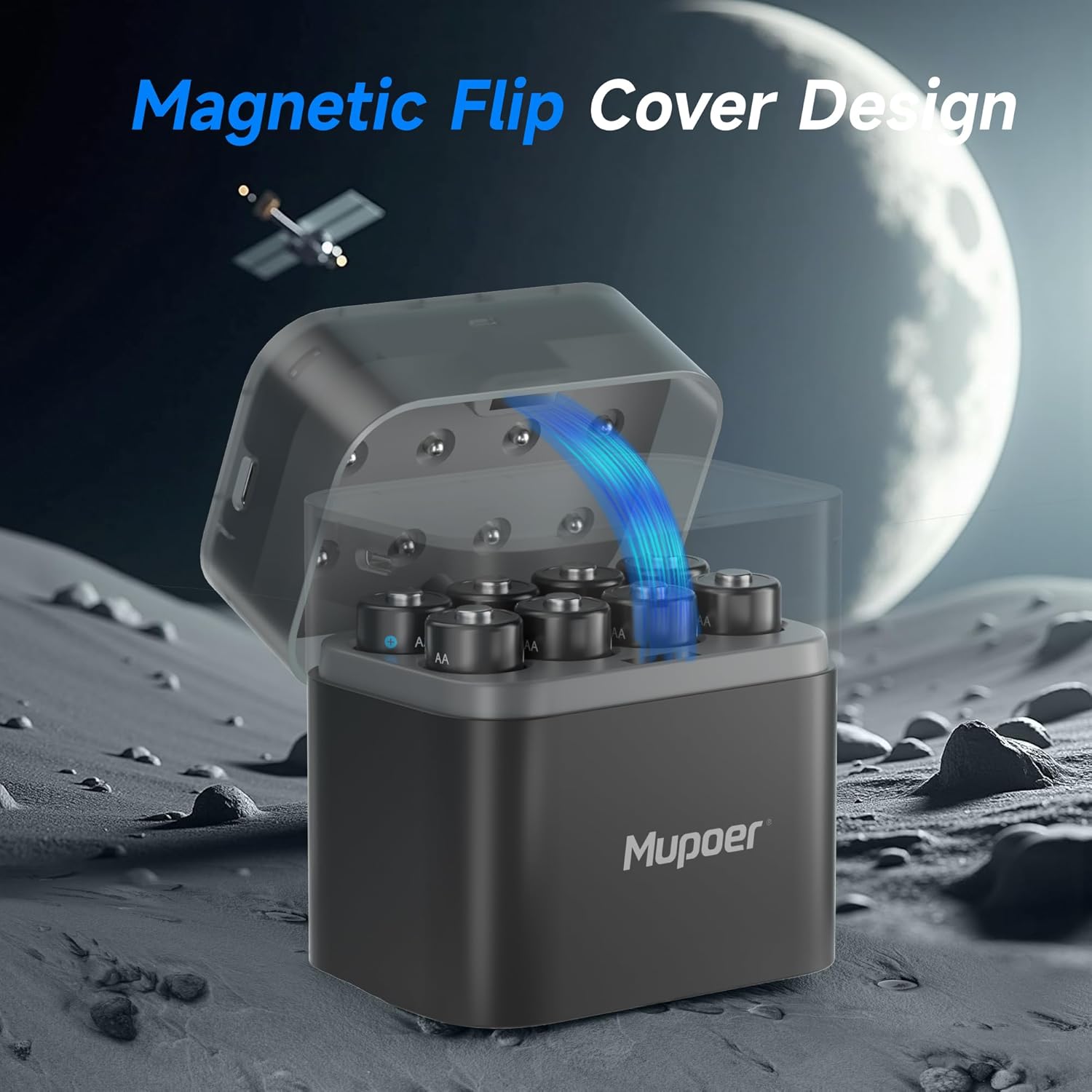 Mupoer Rechargeable AA Battery Charger Case for Lithium & NiMH AA Batteries