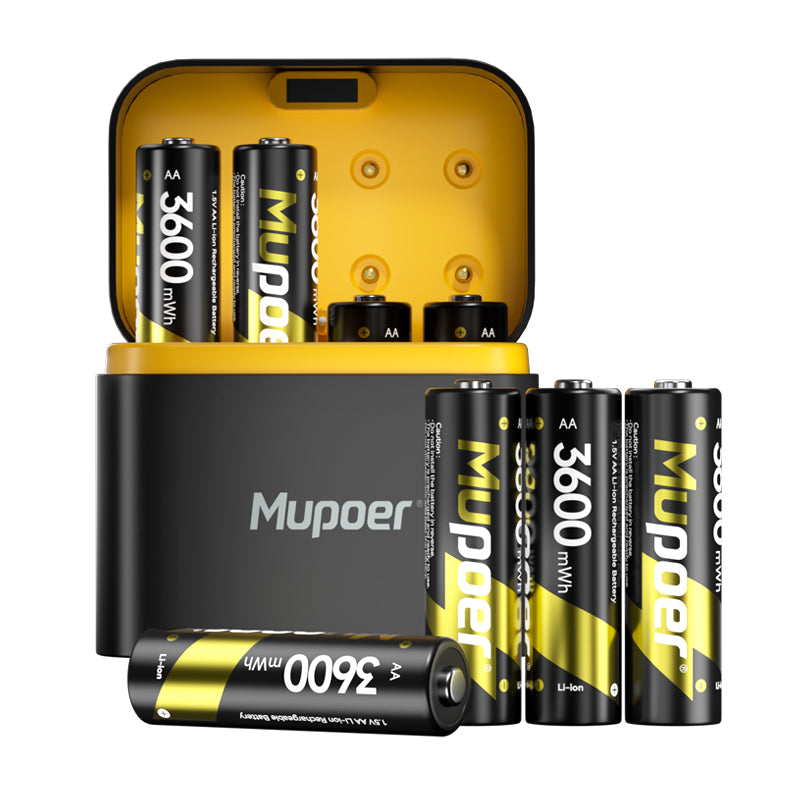 Mupoer® PowerPro AA Li-ion Batteries - 3600mWh 1.5V Rechargeable