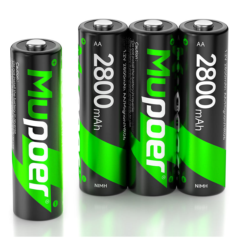 Mupoer® EcoVolt AA Ni-MH Batteries - 2800mAh 1.2V Rechargeable