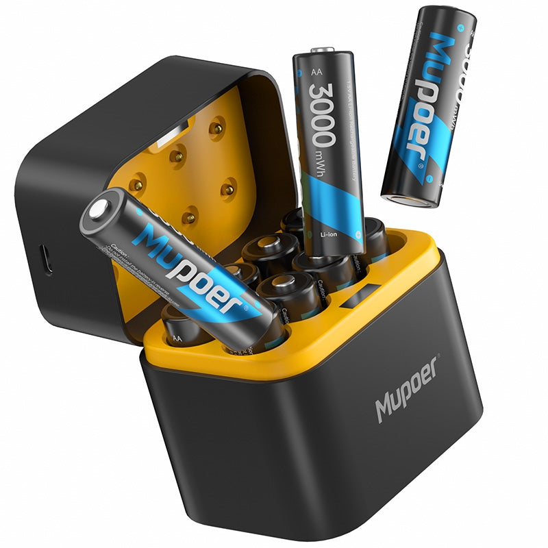 Mupoer® PowerPro AA Li-ion Batteries - 3000mWh 1.5V Rechargeable