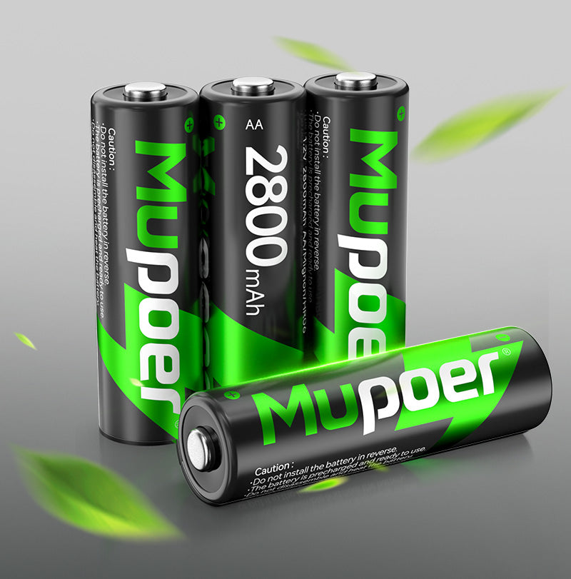 Mupoer® EcoVolt AA Ni-MH Batteries - 2800mAh 1.2V Rechargeable