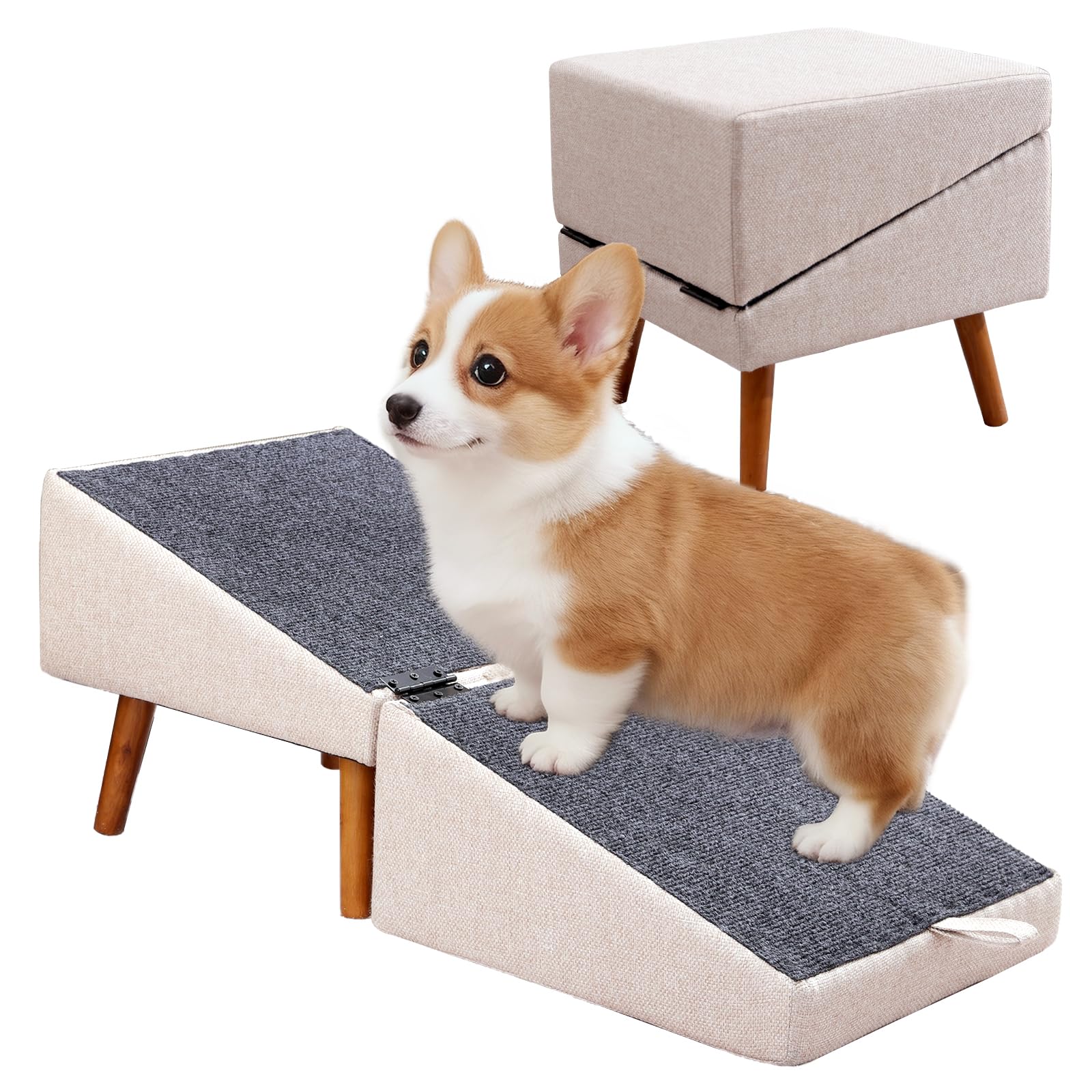 2-in-1 Dog Ramp & Ottoman – Pet Steps and Footrest for Small & Senior Dogs
