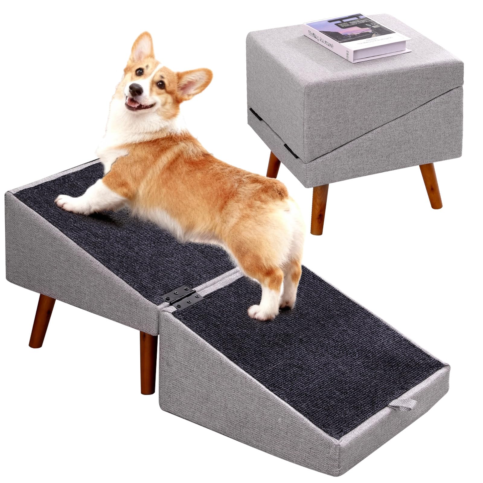 2-in-1 Dog Ramp & Ottoman – Pet Steps and Footrest for Small & Senior Dogs