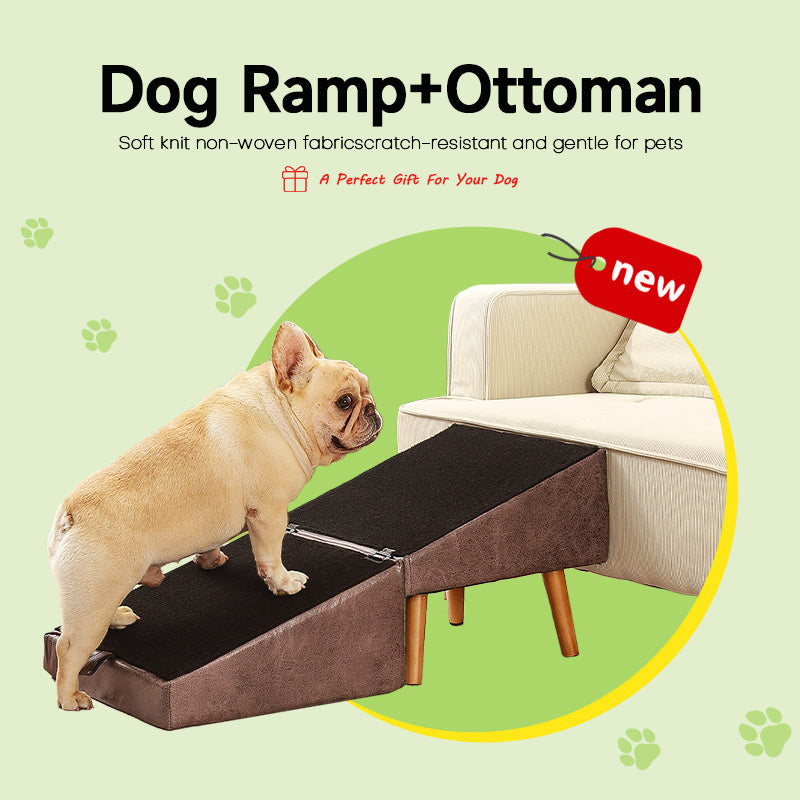 Dog Ramp with Ottoman Design – Pet Steps and Footrest for Small & Senior Dogs