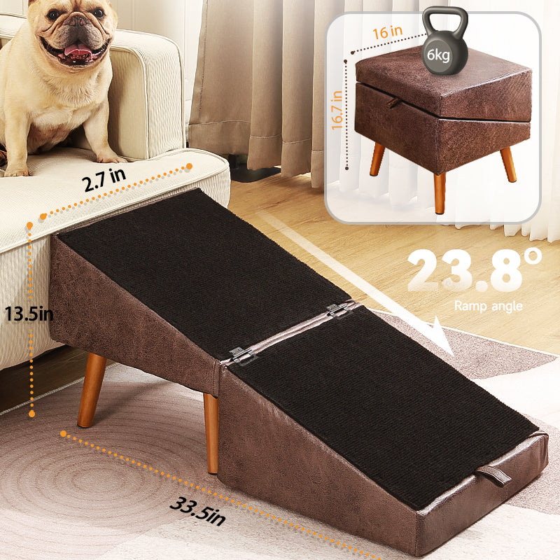 Ziluce® 2-in-1 Dog Ramp & Ottoman – Pet Steps and Footrest for Small & Senior Dogs